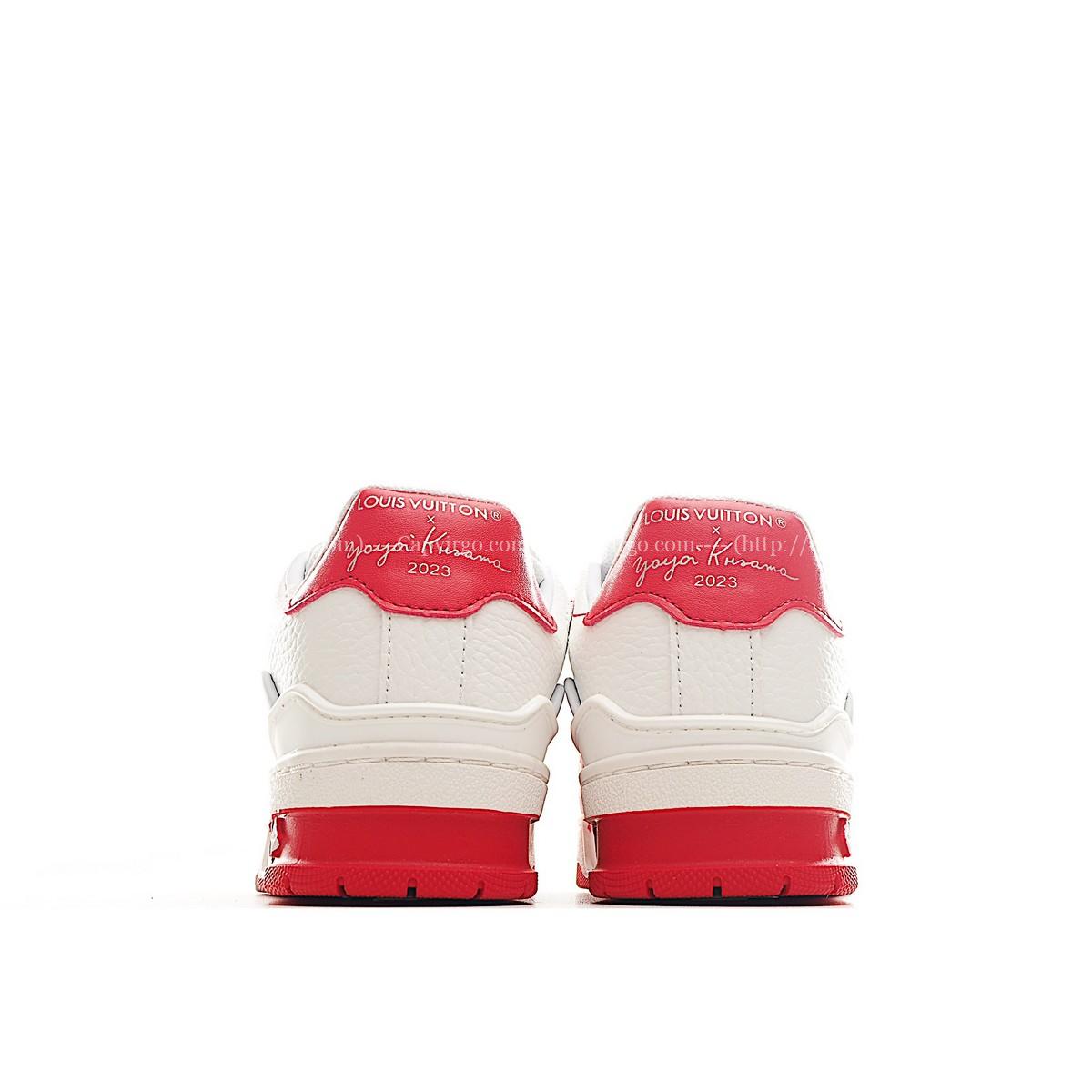 Giày LV trẻ em siêu cấp màu đỏ trắng họa tiết chấm bi