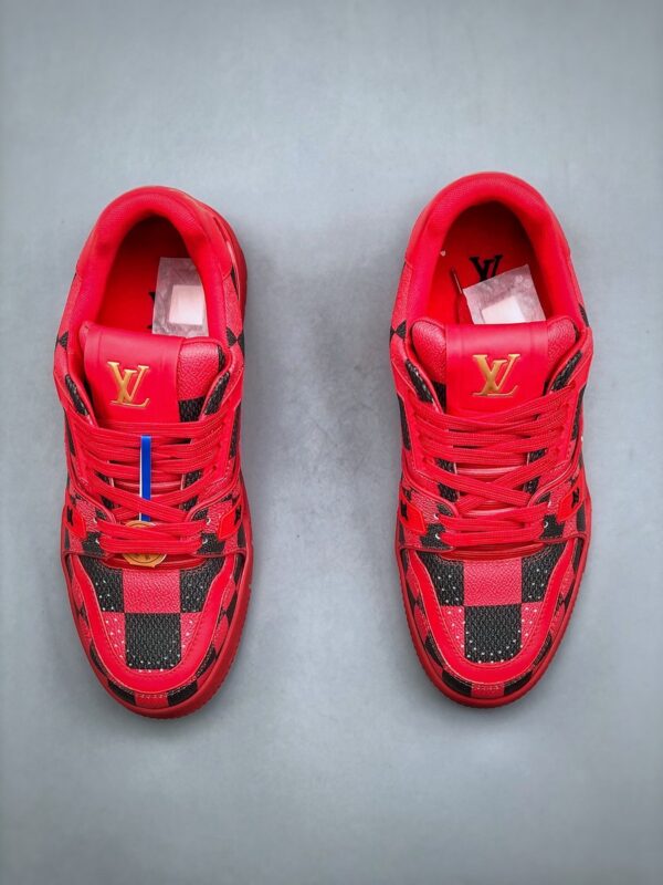 Giày Louis Vuitton LV MiniMonogram #54 màu đỏ họa tiết Caro