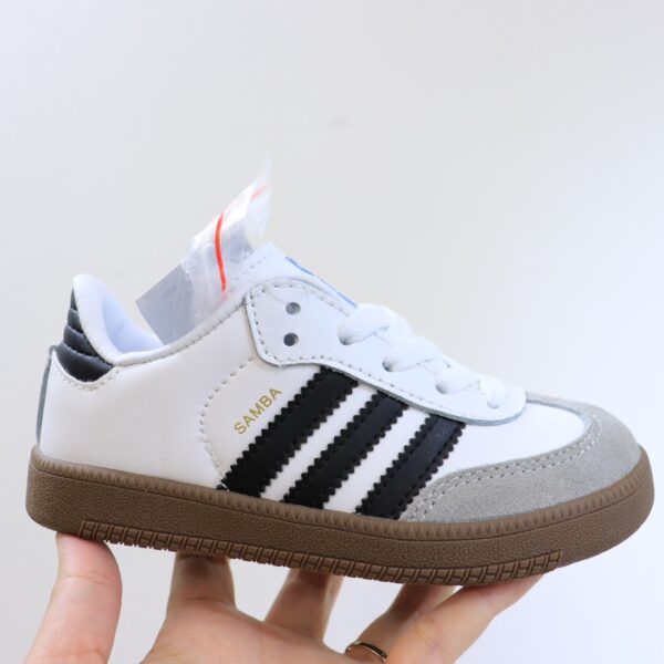 Giày Adidas Samba trẻ em màu trắng mũi ghi 3 vạch đen