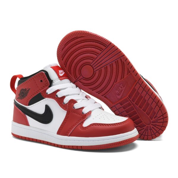 Giày Air jordan 1 trẻ em màu đỏ logo đen mới