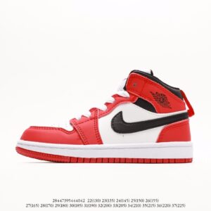 Giày Air Jordan Retro 1 trẻ em màu đỏ logo đen