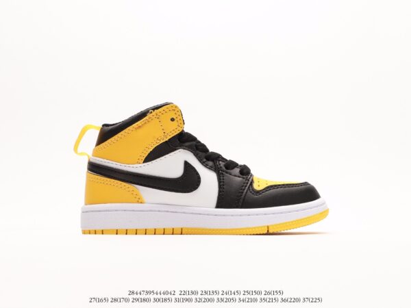 Giày Air Jordan Retro 1 trẻ em màu vàng logo đen
