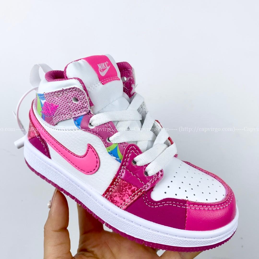 Giày Air Jordan Retro 1 trẻ em màu hồng đậm