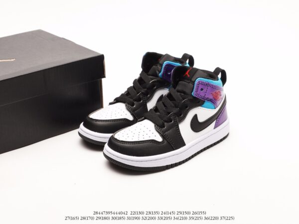 Giày Air Jordan Retro 1 trẻ em màu đen gót tím