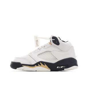 Giày Air Jordan 5 trẻ em màu trắng vạch vàng