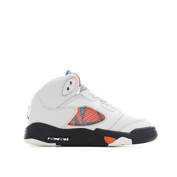 Giày Air Jordan 5 trẻ em màu trắng vạch cam