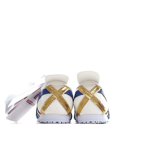 Giày Onitsuka tiger Canvas trẻ em màu trắng vạch xanh đỏ gót vàng